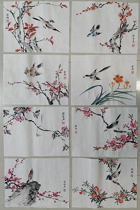 刘超 小写意花鸟册页八开