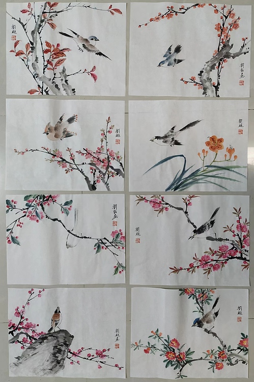 刘超 小写意花鸟册页八开