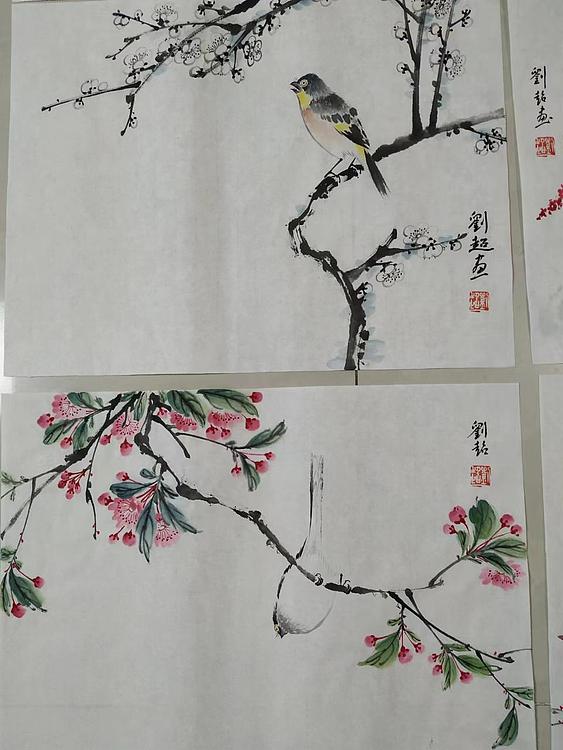 刘超 小写意花鸟册页八开