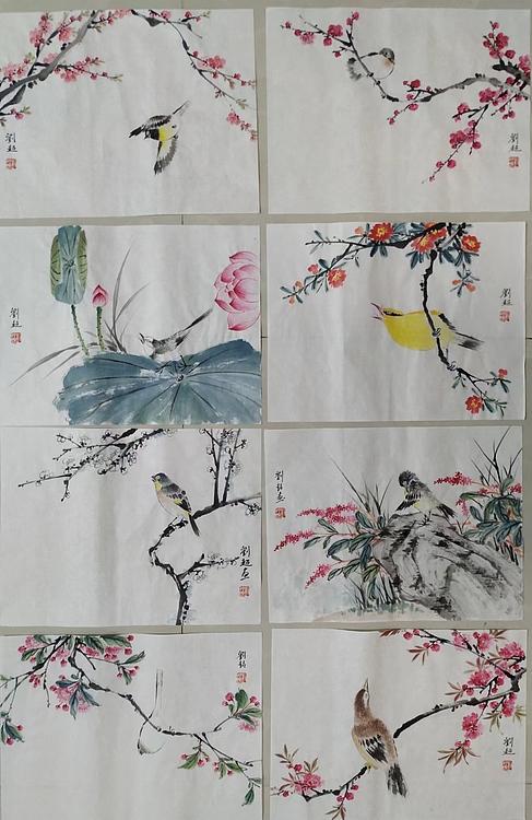 刘超 小写意花鸟册页八开