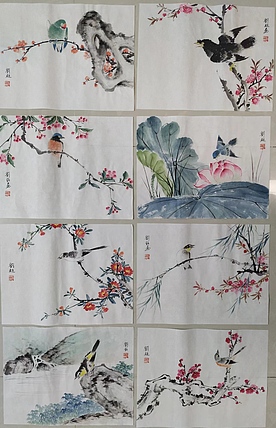 刘超 小写意花鸟画册页八开