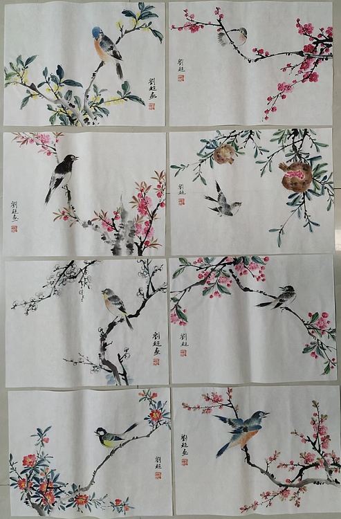 刘超 小写意花鸟画册页八开
