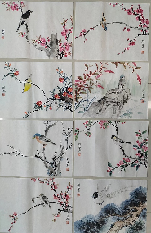 刘超 小写意花鸟册页八开