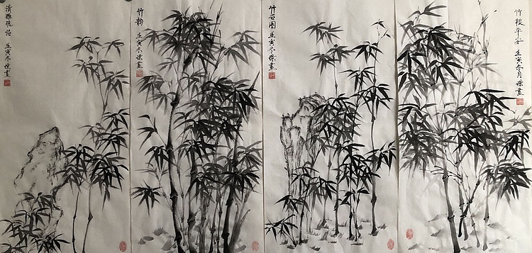 学璟 竹韵4条屏