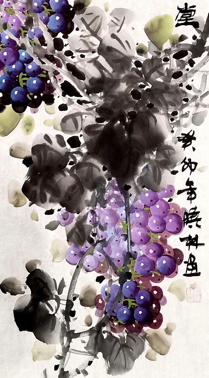 高晓林 （3895）国家一级美术师江苏城美协会员四尺中堂《紫气满堂》