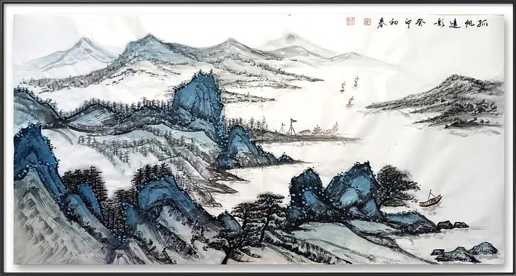 著名画家 张云祥 孤帆远影