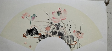斯幽 莲塘晚芳图