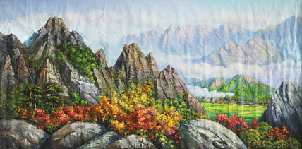 巨幅2米 朝鲜油画（年代久远存在开裂掉肉）