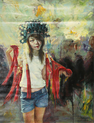 当代具有潜力的艺术家们 精品油画 伶韵之一 齐建欣