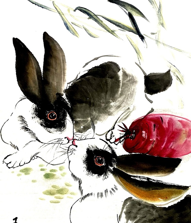 云中艺吉 一级美术师王兴君作品《玉兔呈祥》