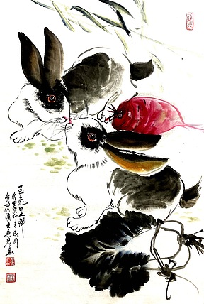 云中艺吉 一级美术师王兴君作品《玉兔呈祥》