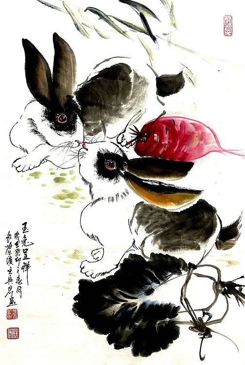 云中艺吉 一级美术师王兴君作品《玉兔呈祥》