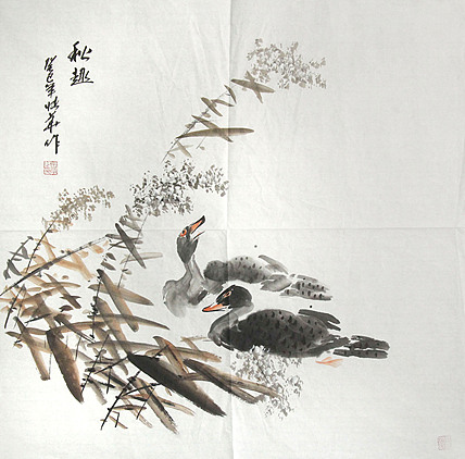 艺术家 张华 秋趣 国画作品
