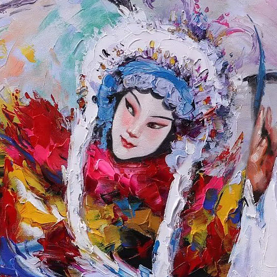 胡冰 纯手绘精品油画《戏曲人物9》