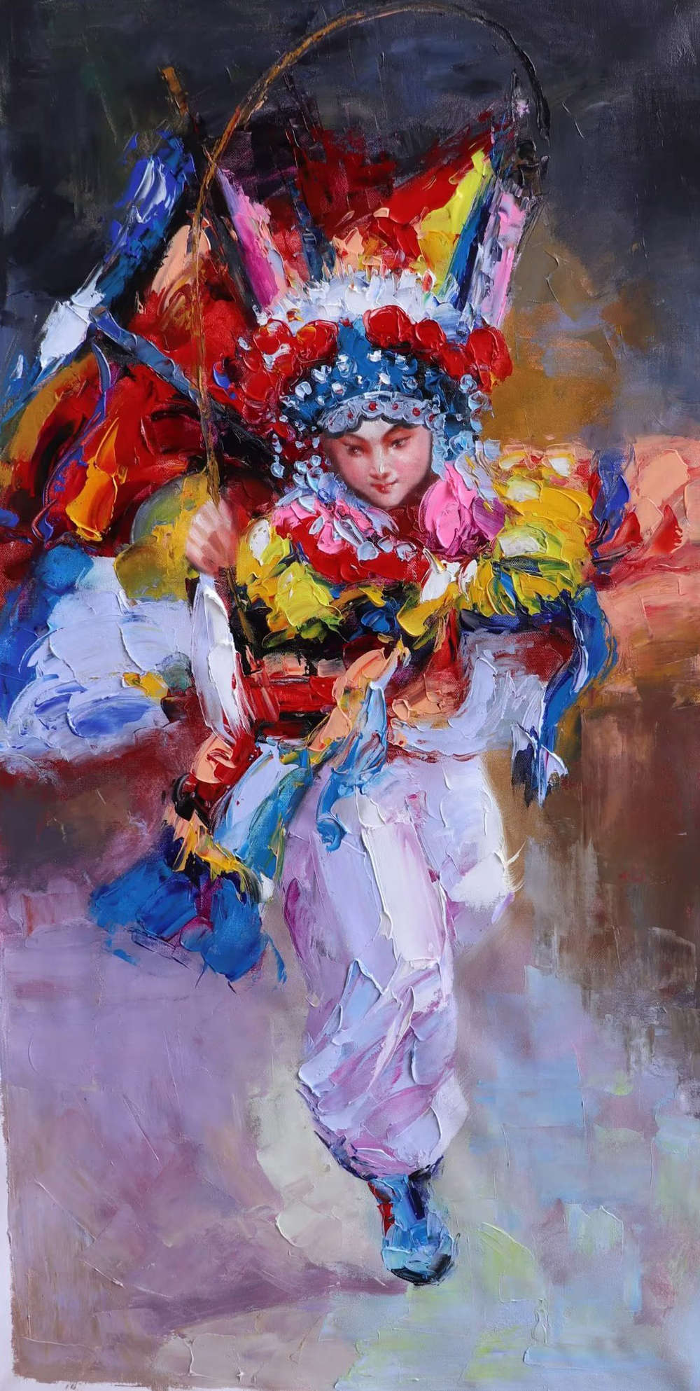 胡冰 纯手绘精品油画《戏曲人物05》