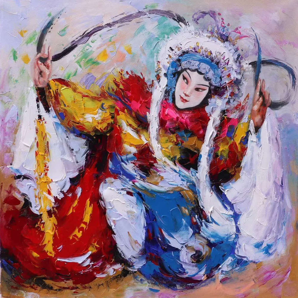胡冰 纯手绘精品油画《戏曲人物9》
