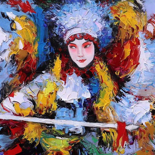 胡冰 纯手绘精品油画《戏曲人物7》