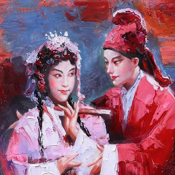 胡冰 纯手绘精品油画《戏曲人物9》