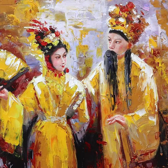 胡冰 纯手绘精品油画《戏曲人物4》