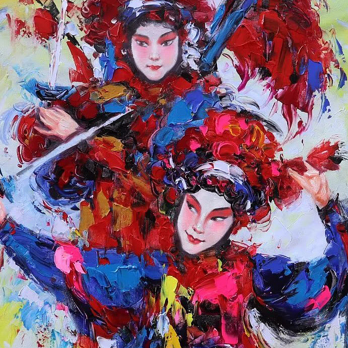 胡冰 纯手绘精品油画《戏曲人物6》