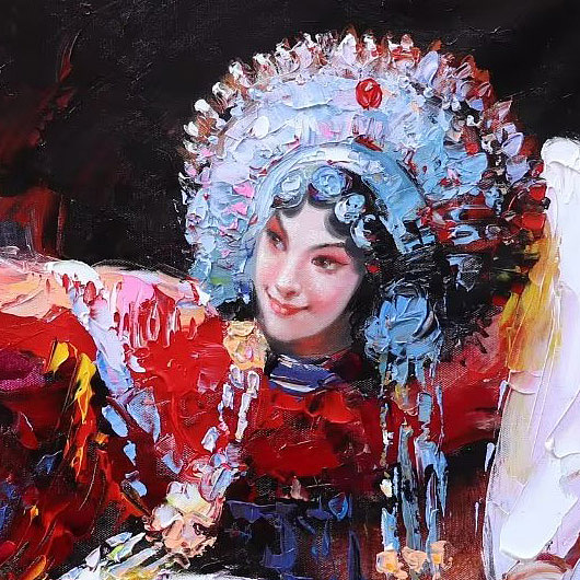 胡冰 纯手绘精品油画《戏曲人物8》