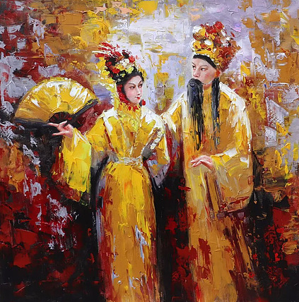胡冰 纯手绘精品油画《戏曲人物4》