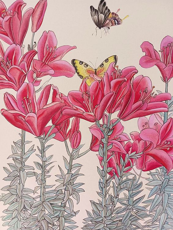 砚沐 百合花园湖北美术学院艺术硕士李林国画作品