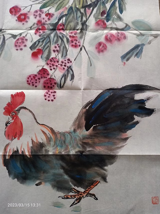 霍春阳亲传弟子 夏淑君  精品没骨花乌