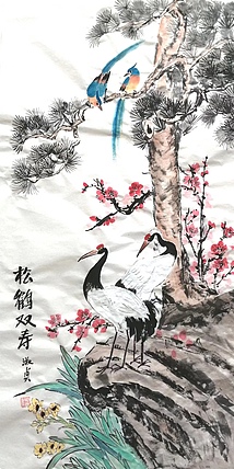 小雨 松鹤双寿
