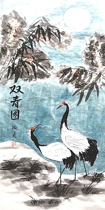 小雨 双寿图