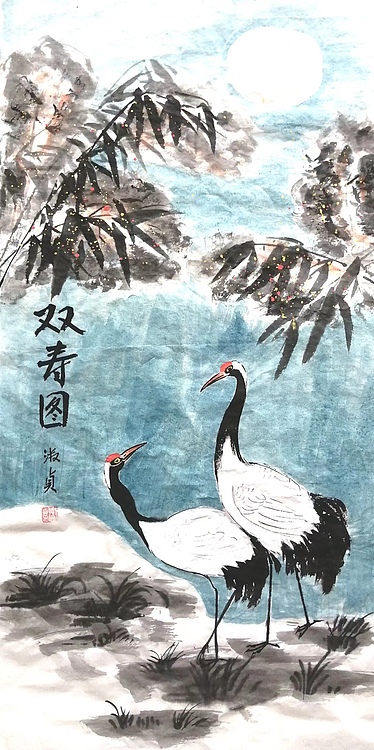 小雨 双寿图