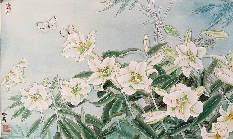 砚沐 白百合湖北美术学院艺术硕士李林国画作品