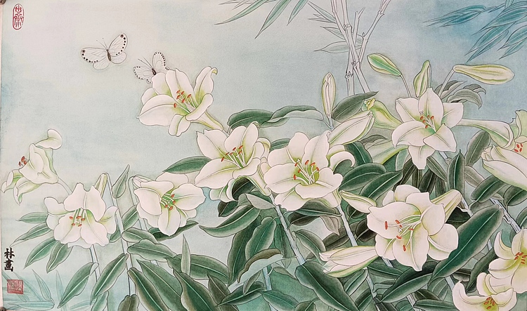 砚沐 白百合湖北美术学院艺术硕士李林国画作品