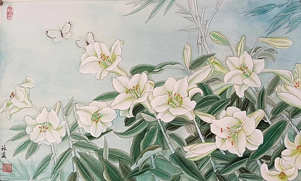 砚沐 白百合湖北美术学院艺术硕士李林国画作品