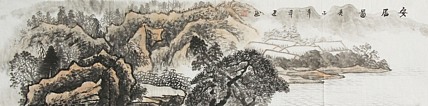 画家 韦建 源远流长 四尺对开山水
