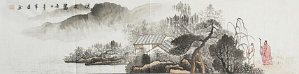 画家 韦建 源远流长 四尺对开山水