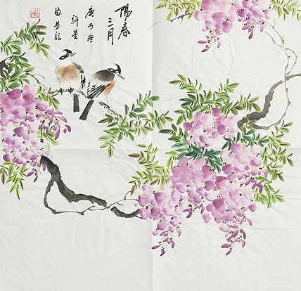 河南省美术家协会会员 许墨 花鸟 国画