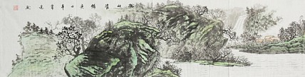 画家 韦建  四尺对开山水