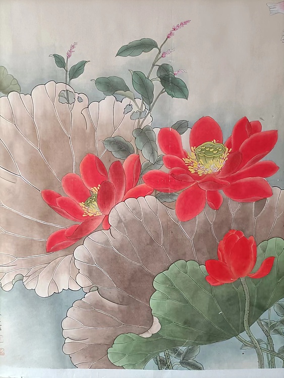 青年书画家 七汐 工笔荷花翠鸟