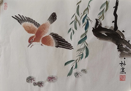 砚沐 小品湖北美术学院艺术硕士李林国画作品