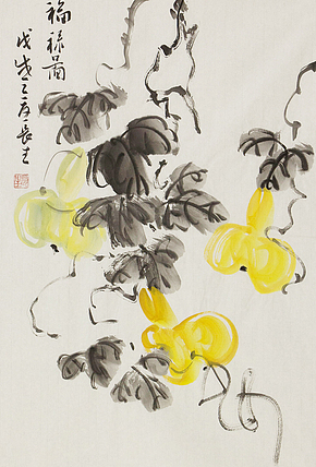 河北省美术家协会会员 长生 花鸟葫芦同款 国画