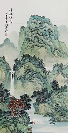 职业艺术家 周青松 清江垂钓图