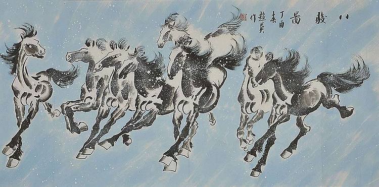 艺术家 刘超英 八骏图