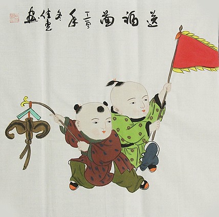 职业艺术家 周佳惠 童子 国画