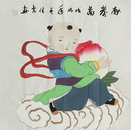职业艺术家 周佳惠 童子 国画