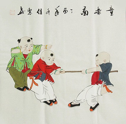 职业艺术家 周佳惠 童子 国画