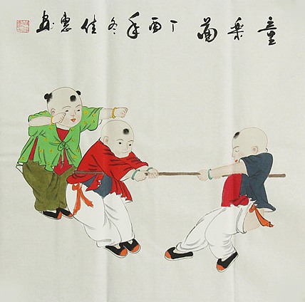 职业艺术家 周佳惠 童子 国画