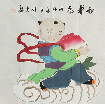 职业艺术家 周佳惠 童子 国画