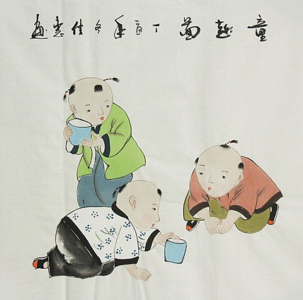 职业艺术家 周佳惠 童子 国画