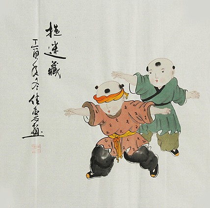 职业艺术家 周佳惠 童子 国画